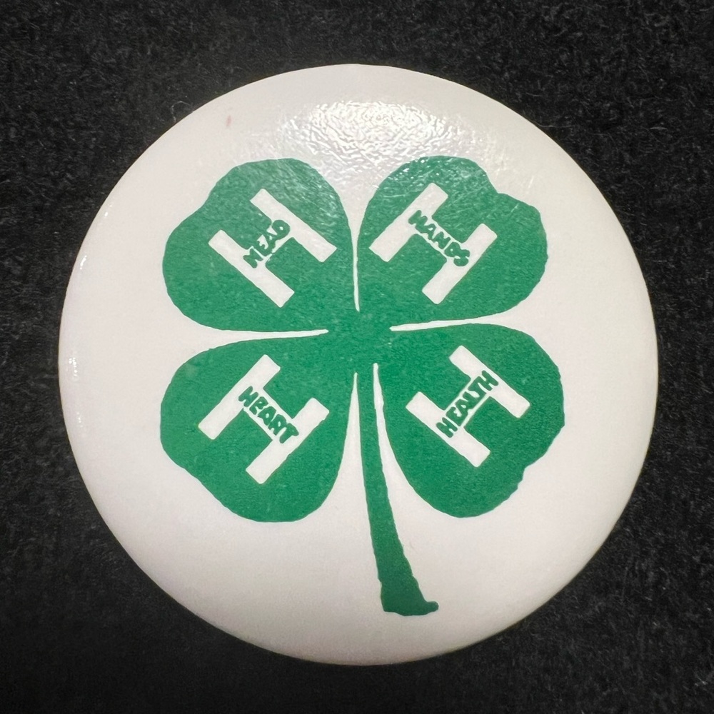 Vintage 4H Clover Button Pin- Head, Hands, Heath, Heart